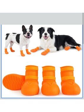 Dog Boots Waterproof Orange Dog Boots for Medium Dogs Size XXXL
